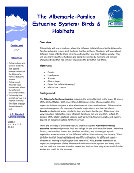 The Albemarle-Pamlico Estuarine System: Birds & Habitats