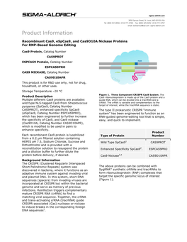 Recombinant Cas9, Espcas9, and Cas9d10a Nickase Proteins for RNP-Based Genome Editing