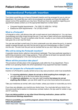 Interventional Portacath Insertion