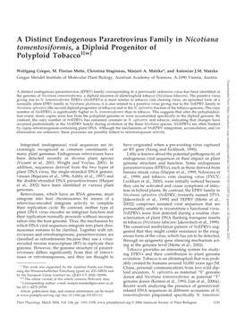 A Distinct Endogenous Pararetrovirus Family in Nicotiana Tomentosiformis, a Diploid Progenitor of Polyploid Tobacco1[W]