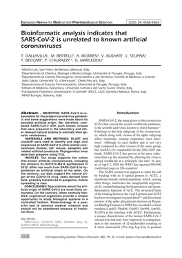 Bioinformatic Analysis Indicates That SARS-Cov-2 Is Unrelated to Known Artificial Coronaviruses