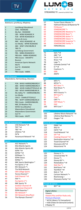 STREAMING TV Powered by GIGFAST Fiber