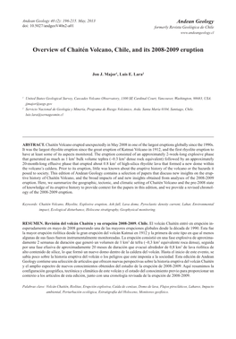 Overview of Chaitén Volcano, Chile, and Its 2008-2009 Eruption