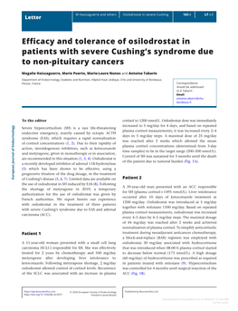 Efficacy and Tolerance of Osilodrostat in Patients with Severe Cushing's