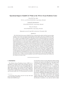 Operational Impact of Quikscat Winds at the NOAA Ocean Prediction Center