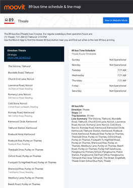 89 Bus Time Schedule & Line Route