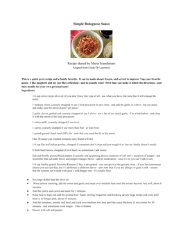 Simple Bolognese Sauce