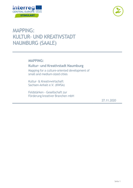 MAPPING: Kultur- Und Kreativstadt Naumburg Mapping for a Culture-Oriented Development of Small and Medium-Sized Cities