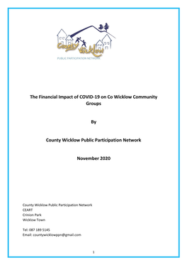 The Financial Impact of COVID-19 on Co Wicklow Community Groups by County Wicklow Public Participation Network November 2020