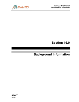 Section 16.0 Background Information