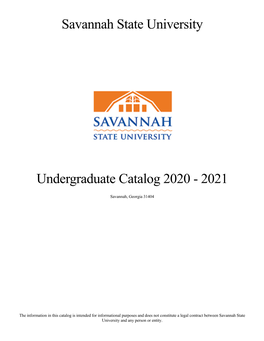 Savannah State University Undergraduate Catalog 2020