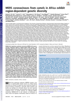 MERS Coronaviruses from Camels in Africa Exhibit Region-Dependent Genetic Diversity