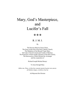 Mary, God's Masterpiece, and Lucifer's Fall