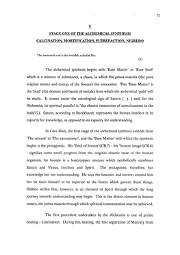 V Stage One of the Alchemical Synthesis Calcination