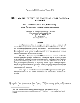 Rpm: a Rapid Prototyping Engine for Multiprocessor Systems1