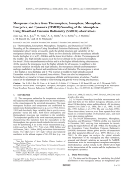 Mesopause Structure from Thermosphere, Ionosphere