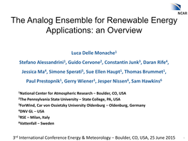 The Analog Ensemble for Renewable Energy Applications: an Overview