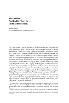 Introduction: the Double ''Turn'' to Ethics and Literature?