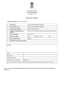 Form GST REG-06 Registration Certificate