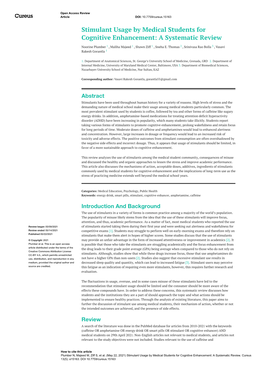 Stimulant Usage by Medical Students for Cognitive Enhancement: a Systematic Review