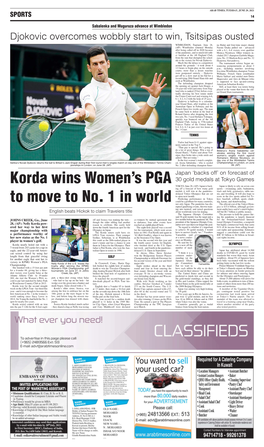 Korda Wins Women's PGA to Move to No. 1 in World