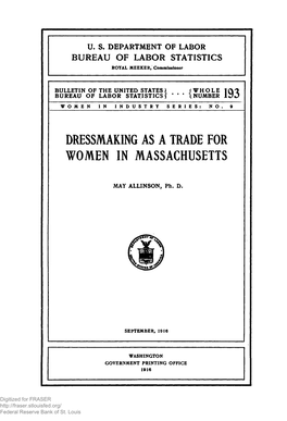 Dressmaking As a Trade for Women in Massachusetts