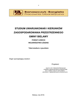 Studium Uwarunkowań I Kierunków Zagospodarowania Przestrzennego Gminy Bielawy