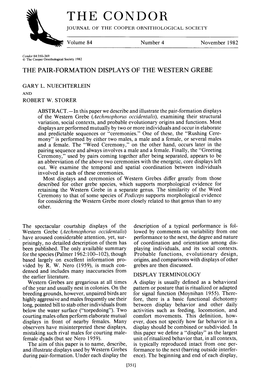 The Pair-Formation Displays of the Western Grebe