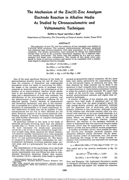 Zinc Amalgam Electrode Reaction in Alkaline Media As Studied by Chronocoulometric and Voltammetric Techniques