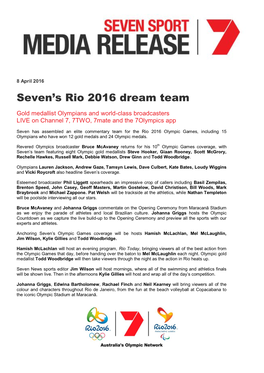 Seven's Rio 2016 Dream Team