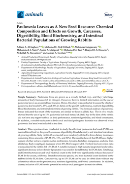 Paulownia Leaves As a New Feed Resource: Chemical Composition