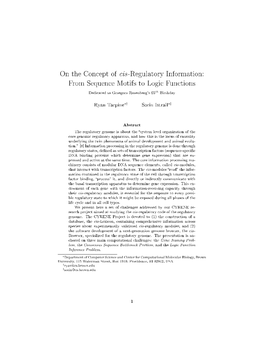 On the Concept of Cis-Regulatory Information: from Sequence Motifs to Logic Functions