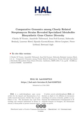 Comparative Genomics Among Closely Related Streptomyces