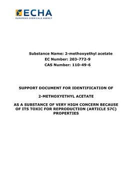 2-Methoxyethyl Acetate EC Number: 203-772-9 CAS Number: 110-49-6