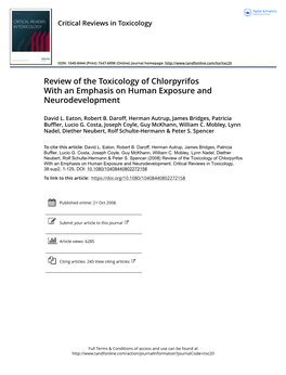 Review of the Toxicology of Chlorpyrifos with an Emphasis on Human Exposure and Neurodevelopment