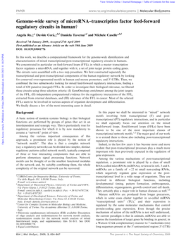 Genome-Wide Survey of Microrna–Transcription Factor Feed-Forward Regulatory Circuits in Humanw