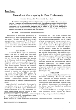 Monoclonal Gammopathyin Beta Thalassaemia