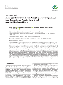 Phenotypic Diversity of Doum Palm (Hyphaene Compressa), a Semi-Domesticated Palm in the Arid and Semi-Arid Regions of Kenya