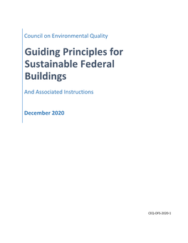 Guiding Principles for Sustainable Federal Buildings and Associated Instructions