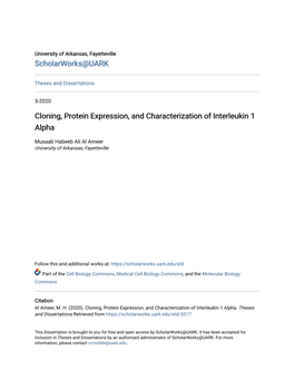 Cloning, Protein Expression, and Characterization of Interleukin 1 Alpha