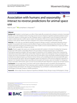 Association with Humans and Seasonality Interact to Reverse Predictions for Animal Space Use Peter N