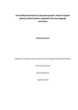 How Do Cypriot Primary School Teachers Respond to the New Language Curriculum