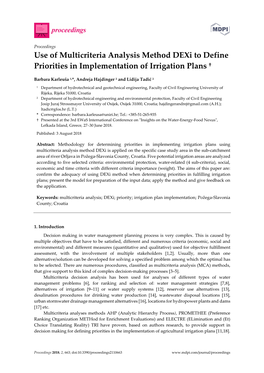 Use of Multicriteria Analysis Method Dexi to Define Priorities in Implementation of Irrigation Plans †