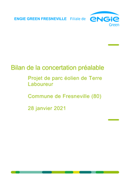 Bilan De La Concertation Préalable Projet De Parc Éolien De Terre Laboureur