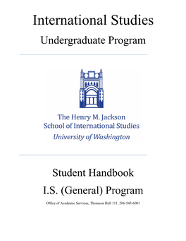 The Major in International Studies Student Handbook Table of Contents