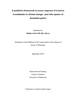 Pest Mite Species of Australian Grains