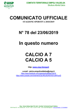 C.U. N. 78 Del 23.06.19