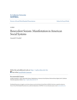Benevolent Sexism: Manifestation in American Social Systems Amanda D