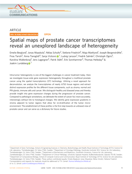 Spatial Maps of Prostate Cancer Transcriptomes Reveal an Unexplored Landscape of Heterogeneity