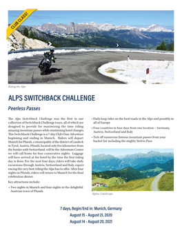 ALPS SWITCHBACK CHALLENGE Peerless Passes